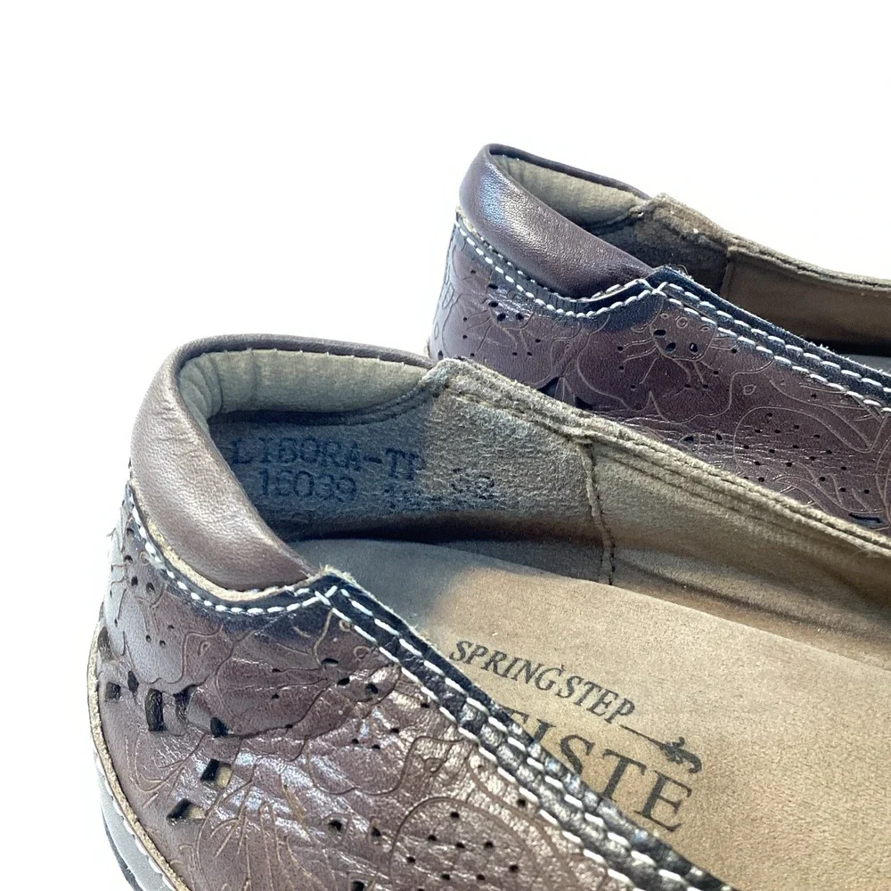 Spring Step‎ L'Artiste Libora Brown Leather SlipOn Shoes Womens Sz 8 Comfort